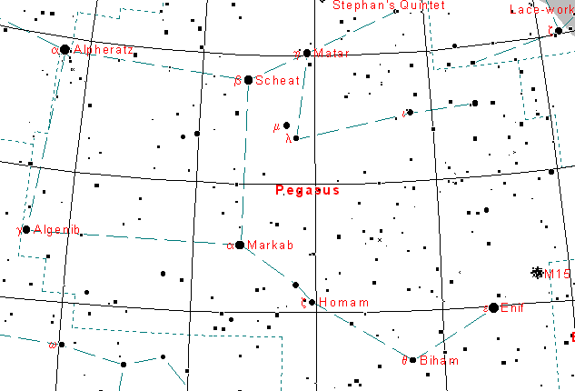 Созвездие Пегаса на звездной карте